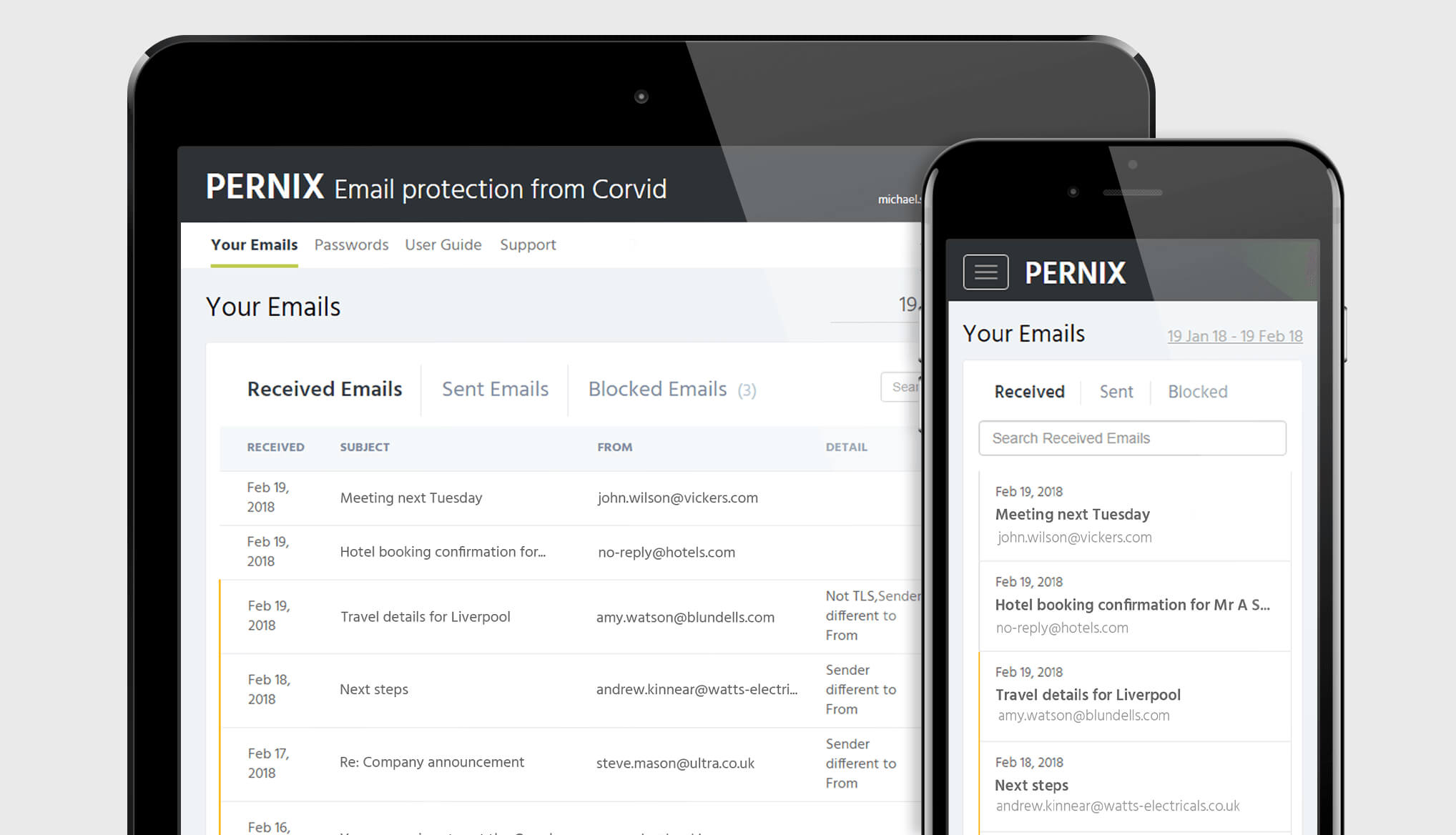 Client portal user journeys The new Pernix solution on a tablet and iphone