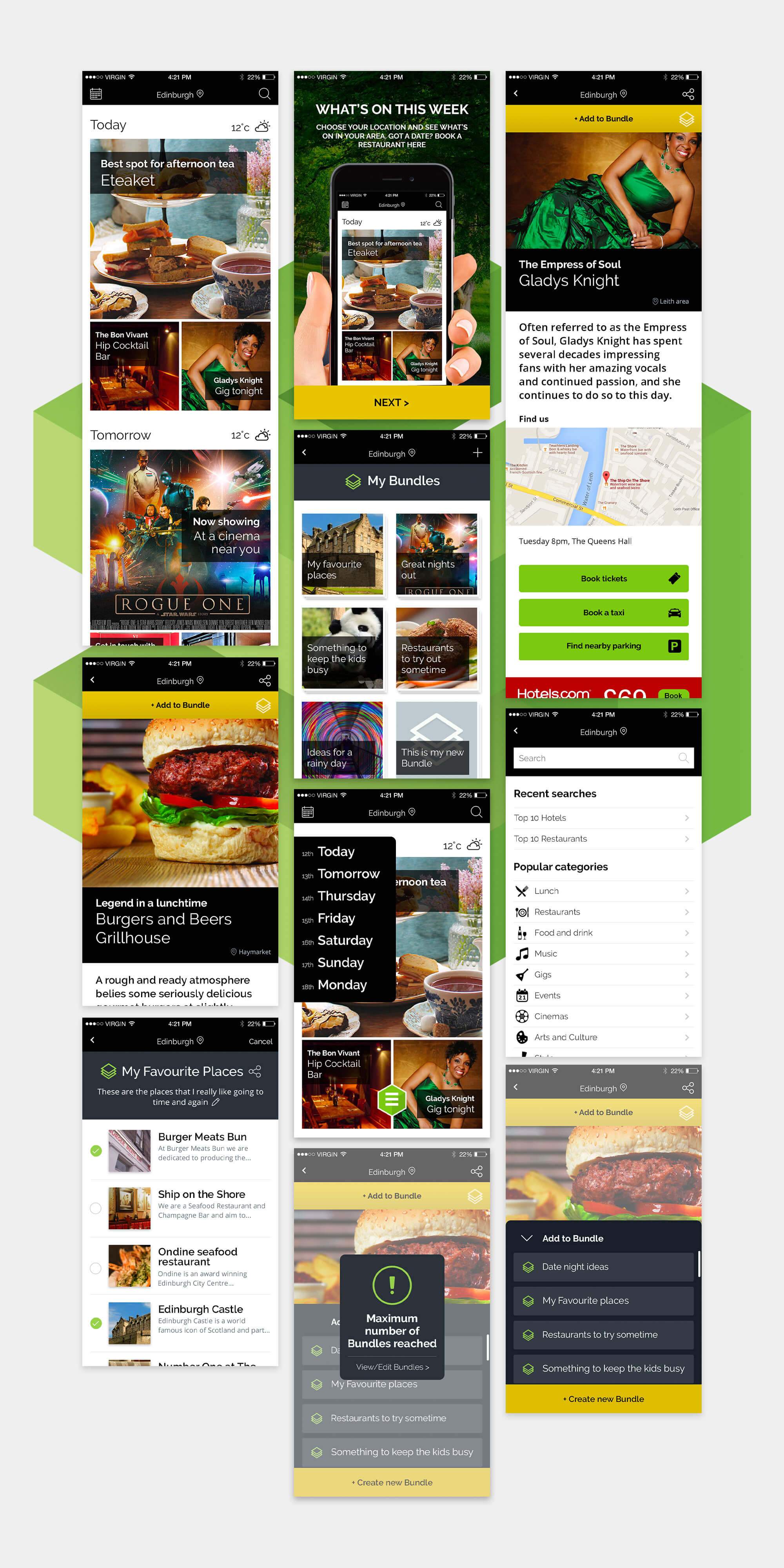 Client portal user journeys Screenshots of the smart city app